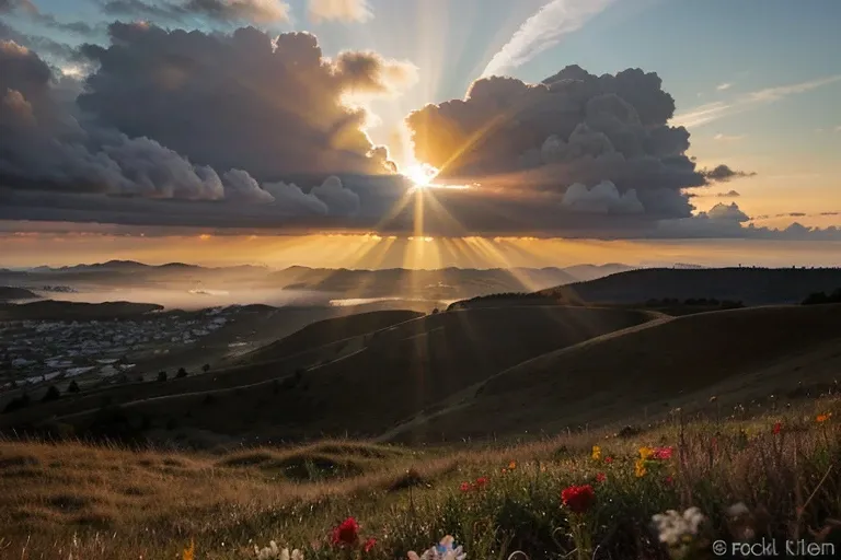 cloud, sky, plant, atmosphere, light, natural landscape, afterglow, flower, sunlight, highland