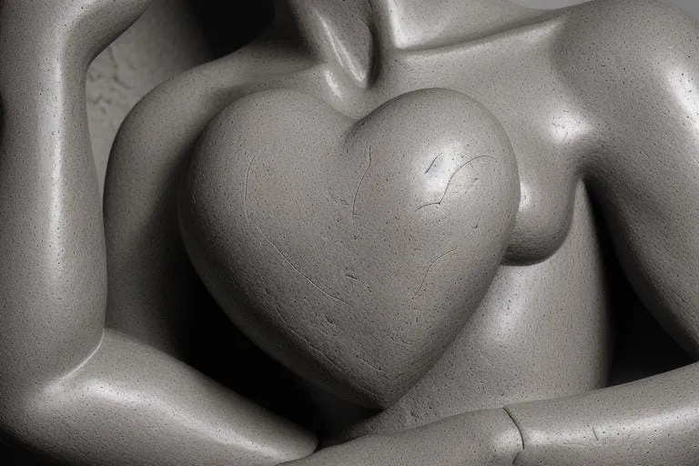 a sculpture of a woman holding a heart