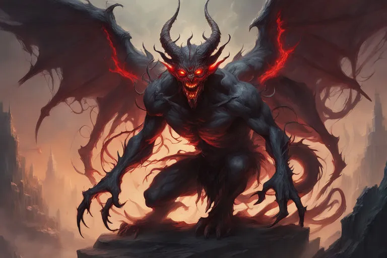 a demonic demon standing on top of a hill