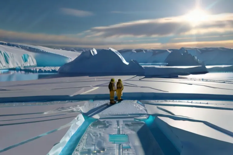 Host standing against the snowy Antarctic landscape, summarizing the discovery.
