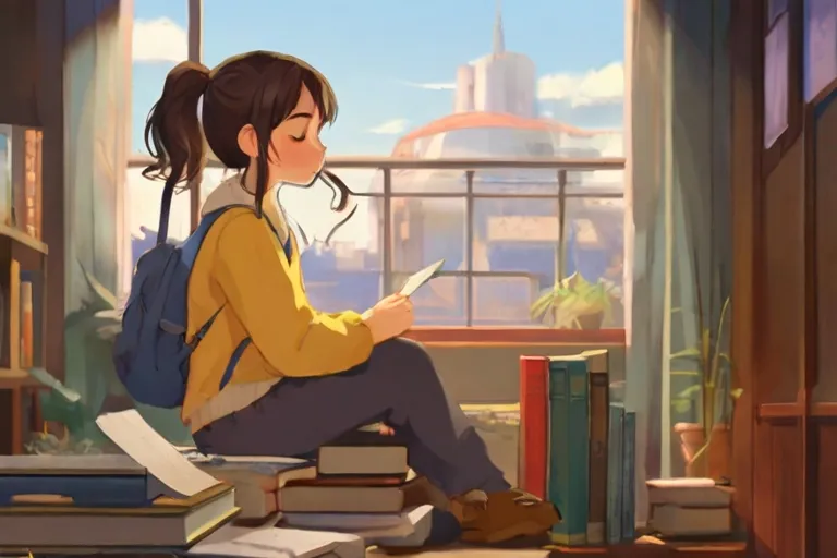 a girl sitting on a window sill reading a book