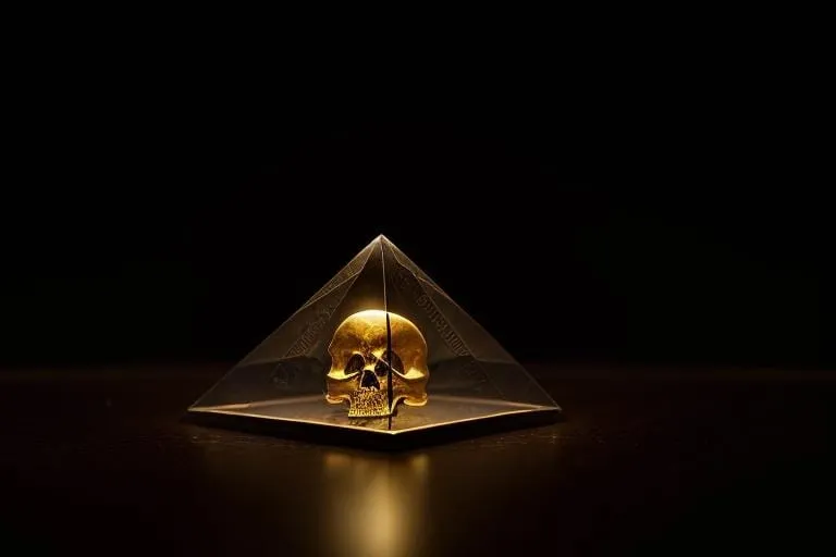 a pyramid with a skull on top of it