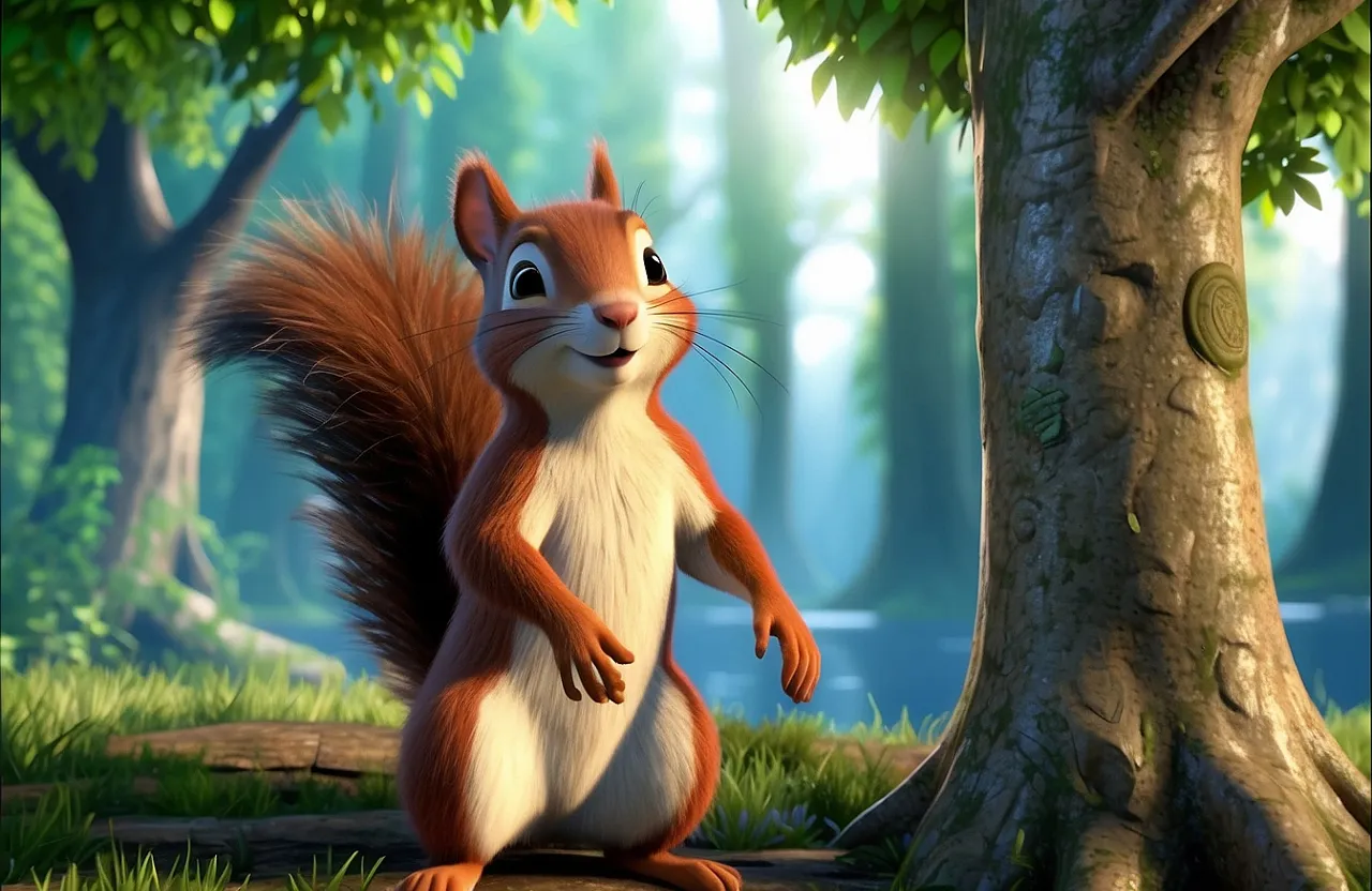 "In a world of wonder and magic, where tall trees reach for the sky and streams whisper secrets of old, there lived a curious little squirrel named Willow."