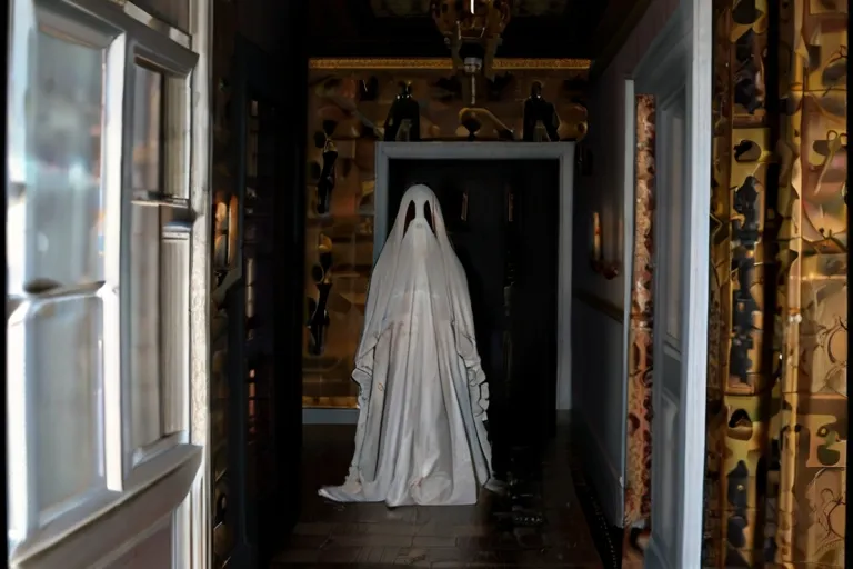 a ghost is standing in the doorway of a house