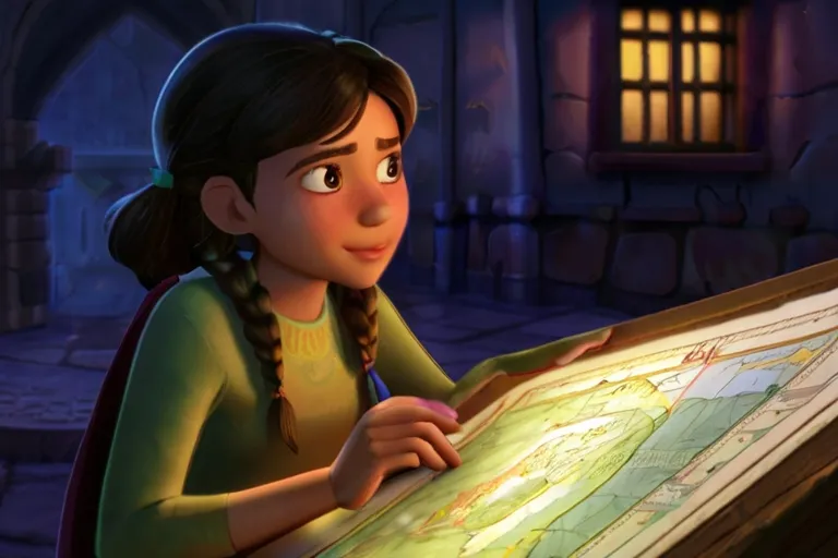  "In the vibrant village of light, Mia discovers an old map leading to the mysterious crystal."