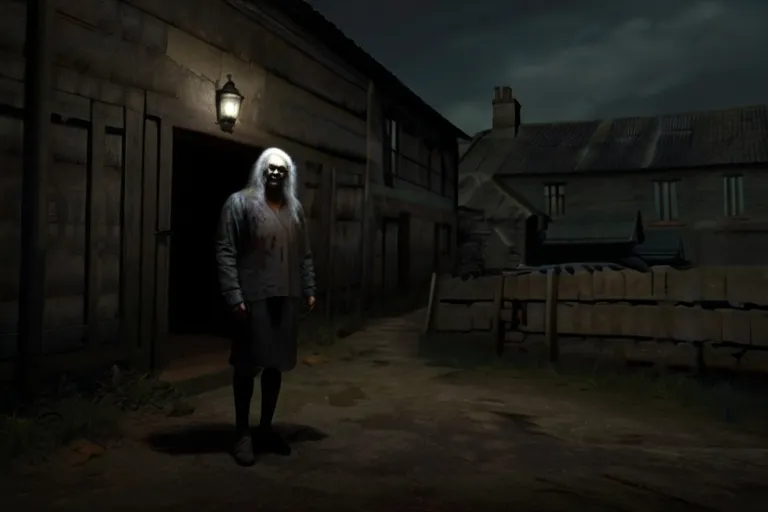 a person in a creepy mask standing in a dark alley