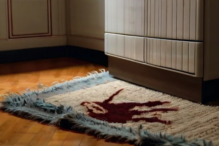 a rug on the floor of a kitchen