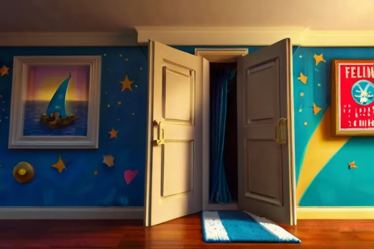 "Feeling adventurous, Luna painted a door on her bedroom wall."

