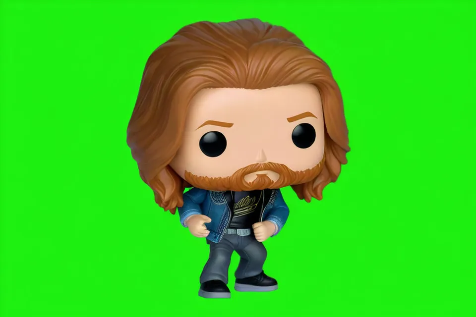 a pop vinyl figure of a ginger man with a trimmed beard dancing funky