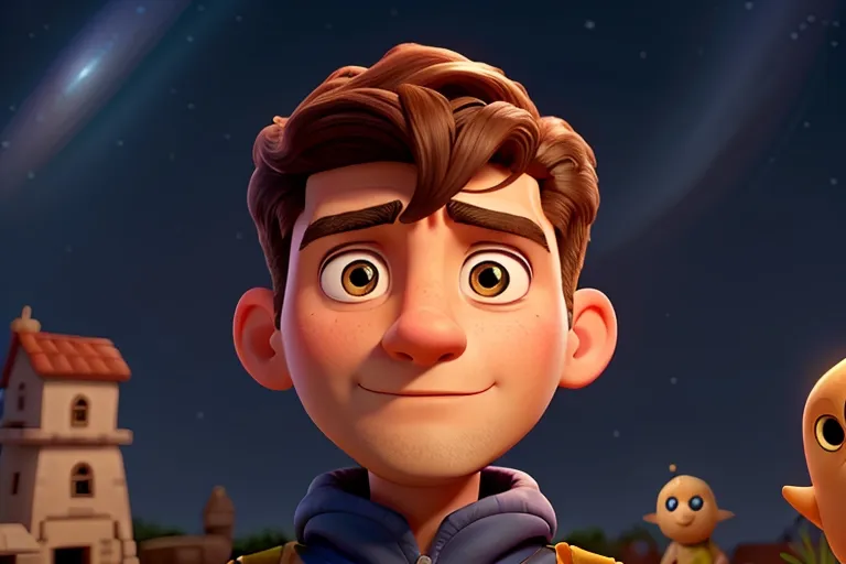 Close-up of Captain Alex, his face illuminated by the soft glow of starlight, as he gazes out into the void with a sense of wonder.