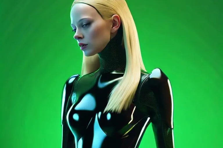 a woman in a black and white body suit