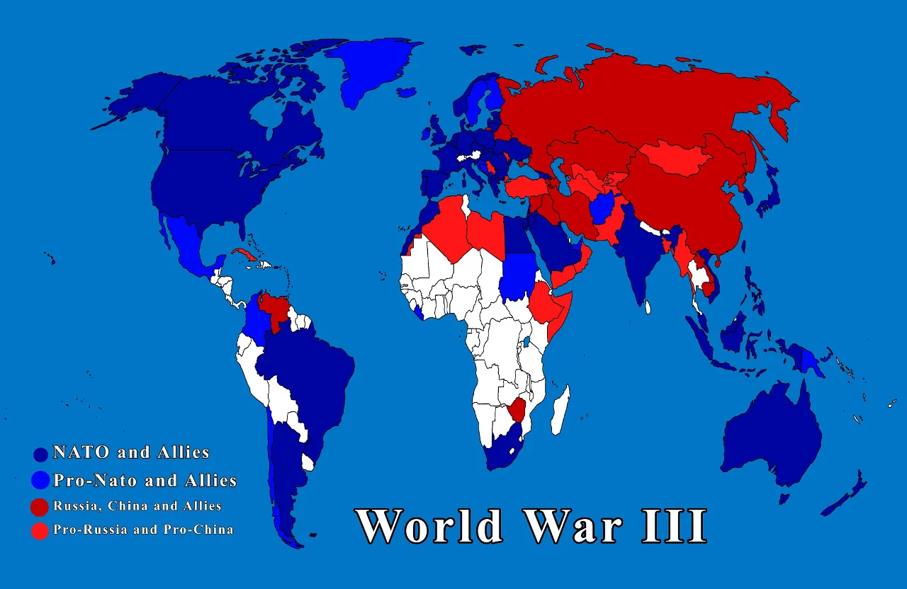 a map of the world with countries in red, white and blue