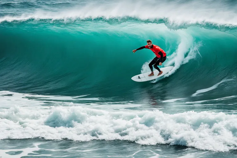 a man riding a wave on top of a surfboard