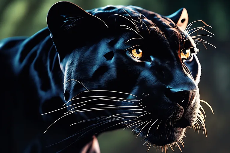 a close up of a black panther's face, Real cartoon XL, Anime