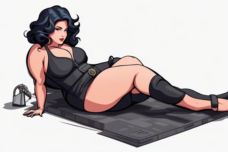 a cartoon of a woman laying on a mat