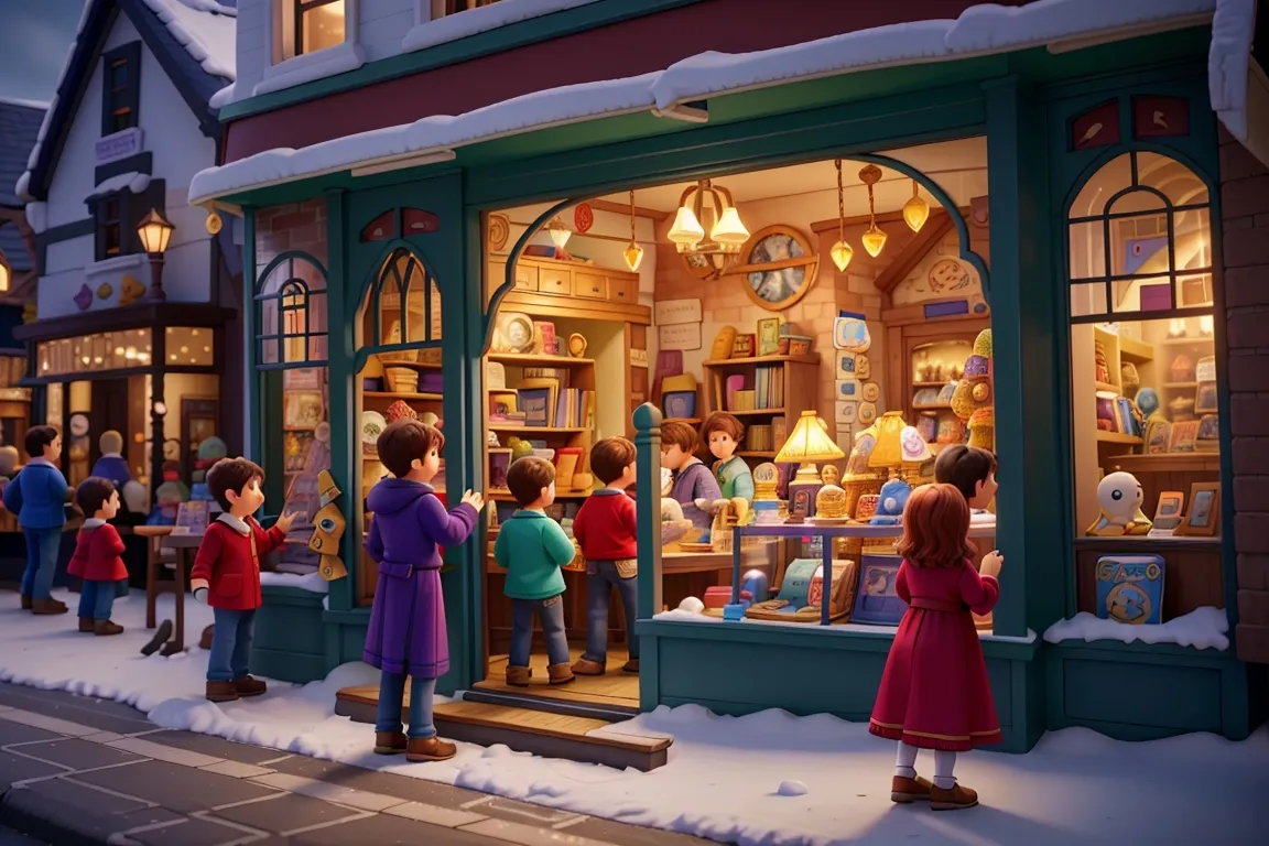 As the town awakens to a new day, the Enchanted Toy Shop settles into its slumber, ready for another night of magic and wonder. Outside, children gather, their faces filled with excitement as they peer through the shop windows, eager to explore the wonders that await them inside.


