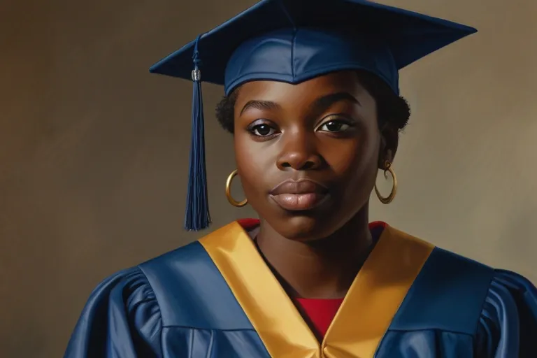 a woman in a graduation cap and gown