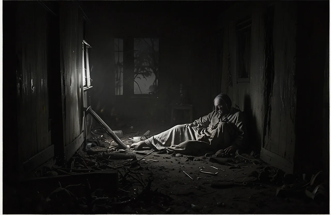 a person laying on the floor in a dark room