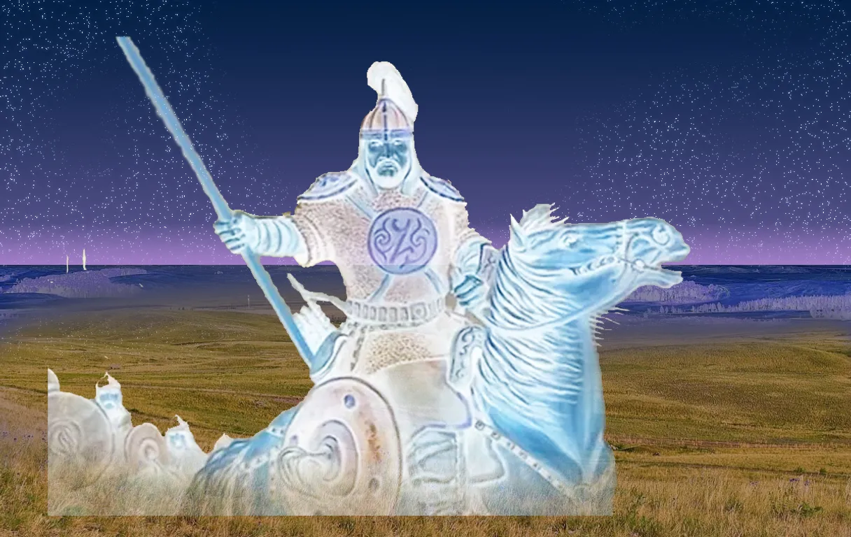 a man riding on the back of a white horse