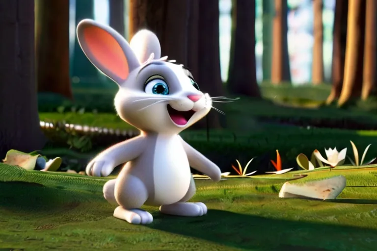 "Bella, the Bunny, is full of boundless energy and love. She hops and skips through the forest, spreading joy wherever she goes."