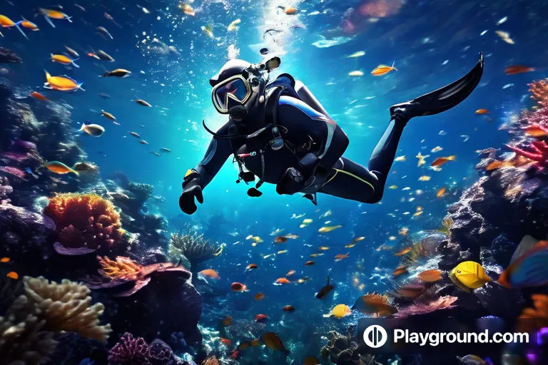 a person in a scuba suit swimming in the ocean