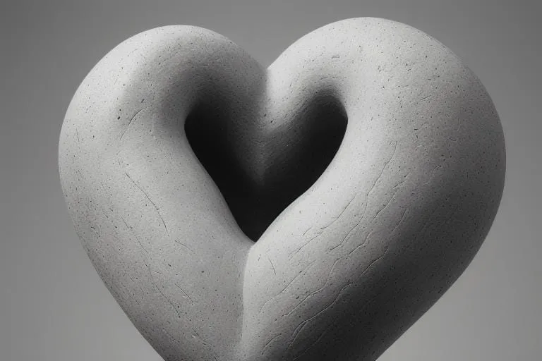 a heart shaped sculpture sitting on top of a table