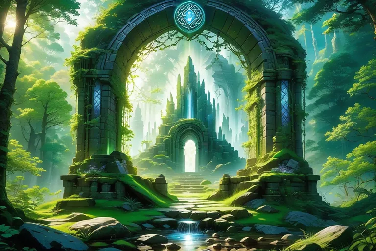 magic portal in the middle of a forest