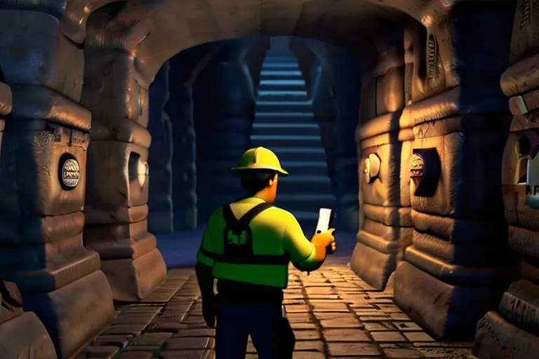 a man standing in a tunnel holding a cell phone