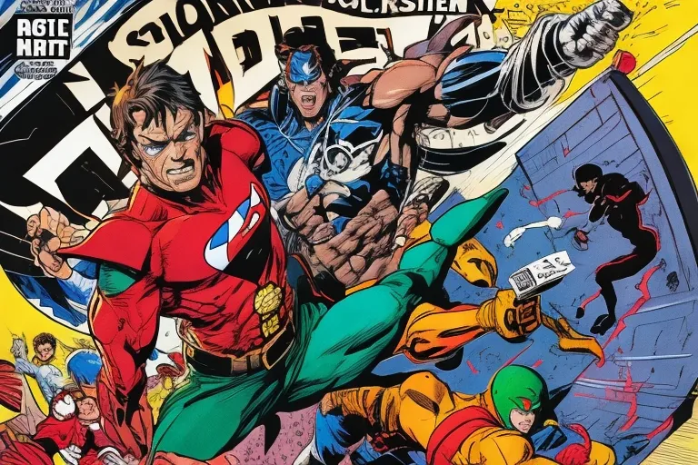 a comic book cover with a bunch of superheros