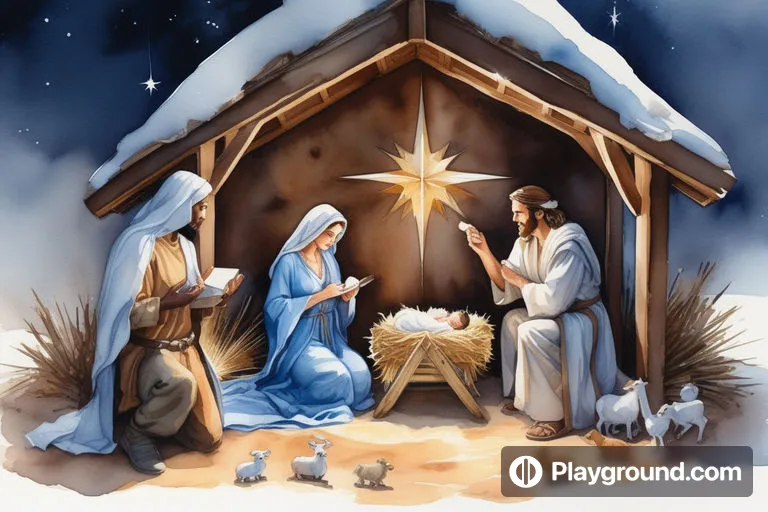 a nativity scene with a baby jesus in the manger