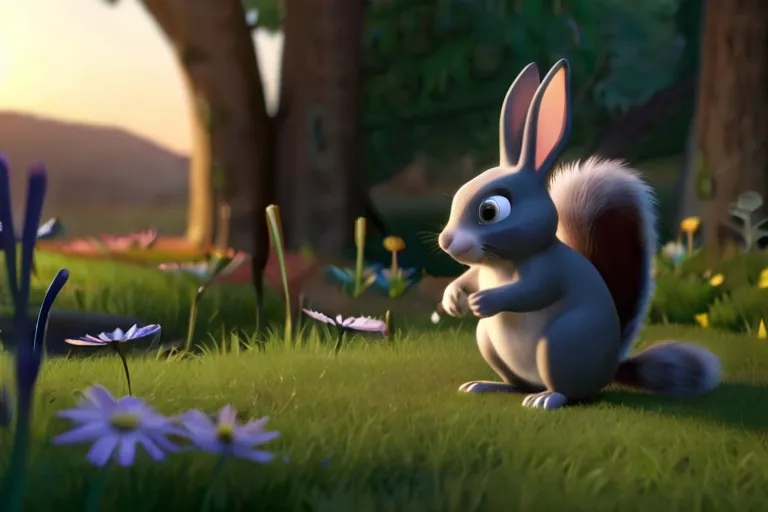 a cartoon rabbit is sitting in the grass