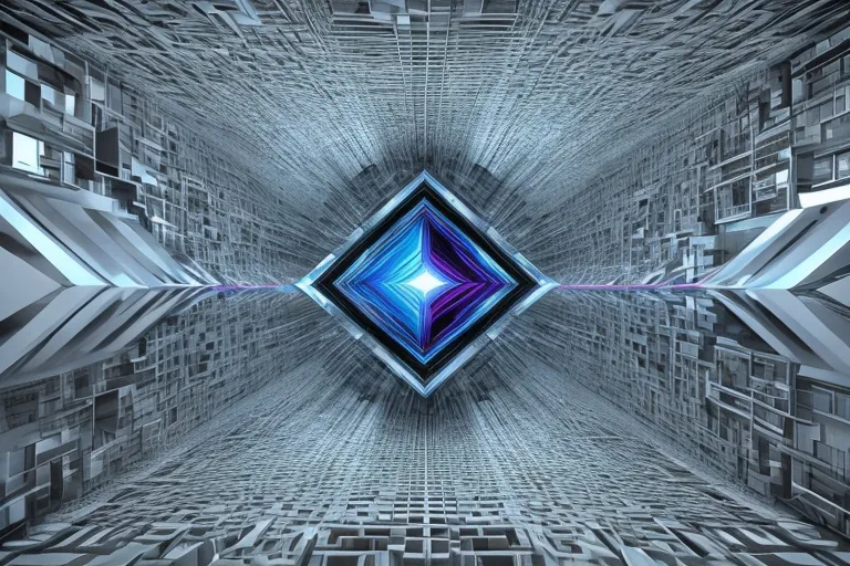 an abstract image of a blue and purple diamond