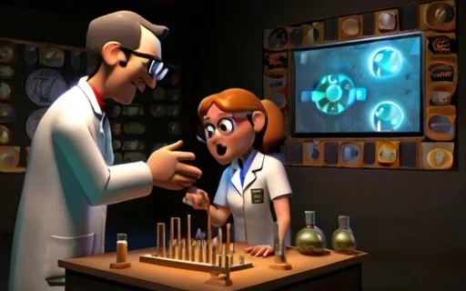 a man and a woman in a science lab