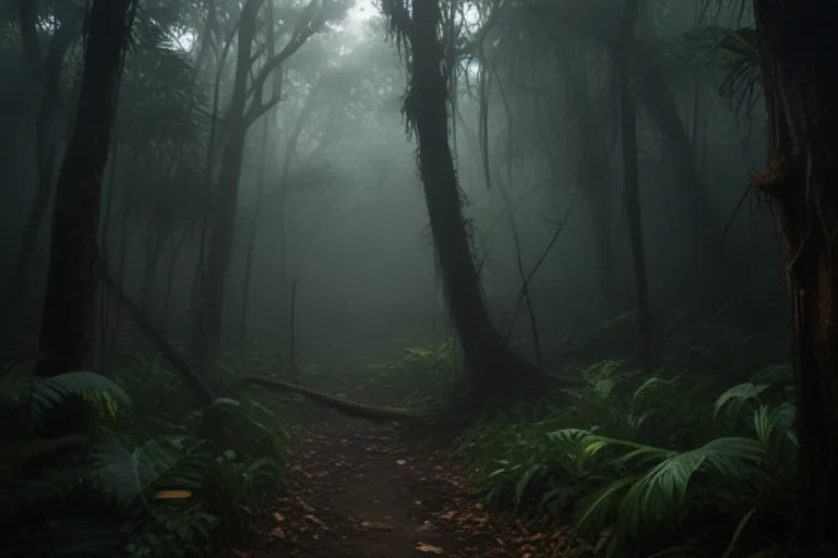 a trail in the middle of a dense forest