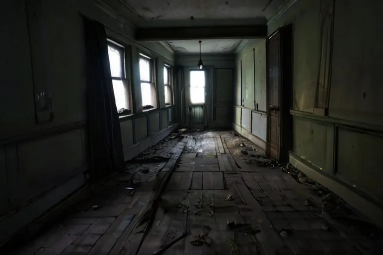a dark room with a bunch of windows