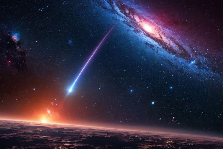 an artist's rendering of a space station shooting a rocket