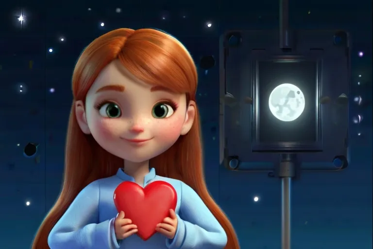 a girl holding a heart in front of a camera