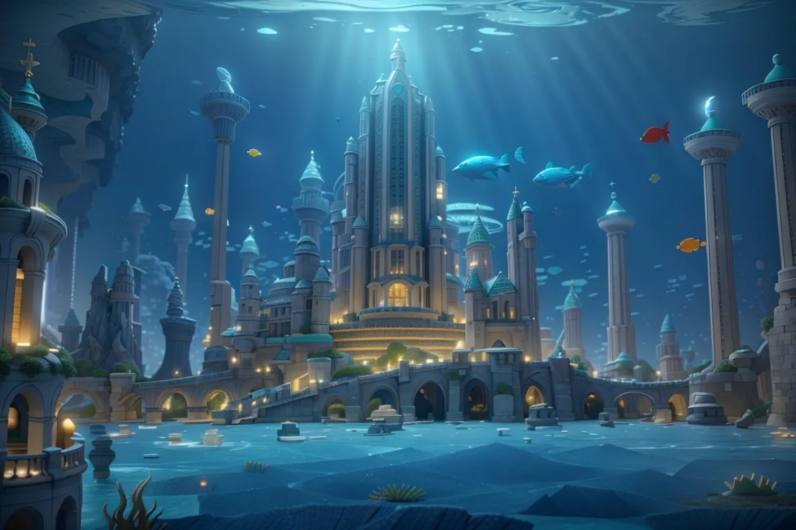 "Beneath the depths of the ocean lies the magnificent city of Atlantis, a utopian civilization untouched by time. Its shimmering towers and bustling streets are a testament to the ingenuity and brilliance of its people."