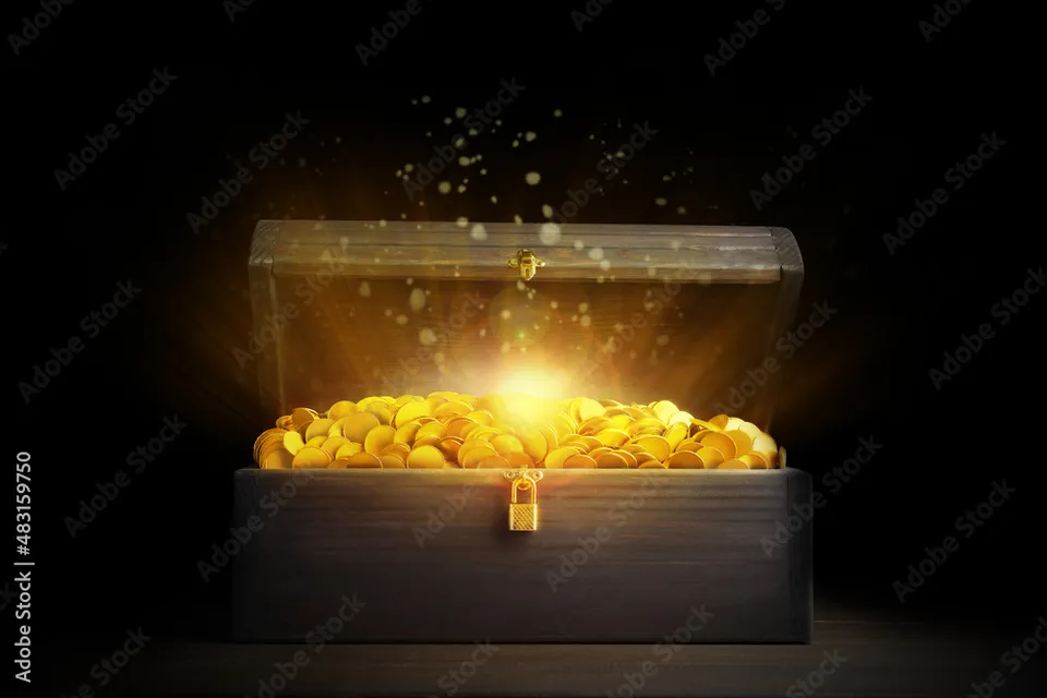 Falling money with golden background