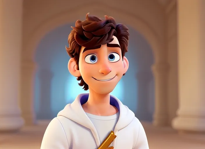 a cartoon character with a smile on his face