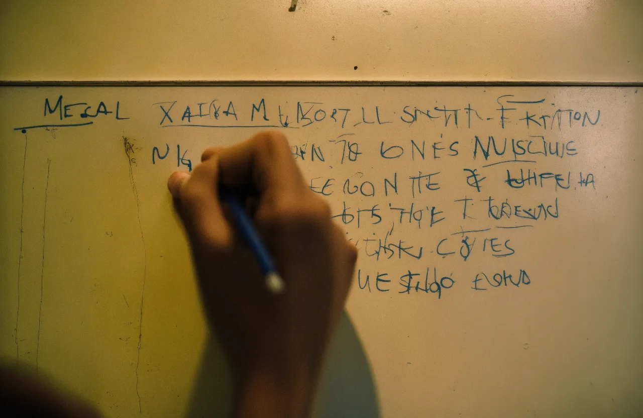 a person writing on a whiteboard with a pen