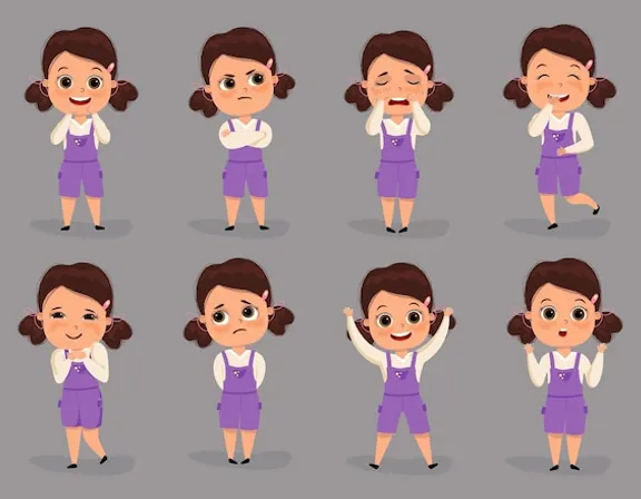 a woman in various poses with different expressions