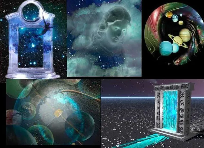 a collage of images with a space theme