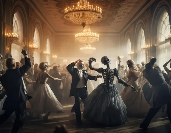 a group of dancing in a ballroom