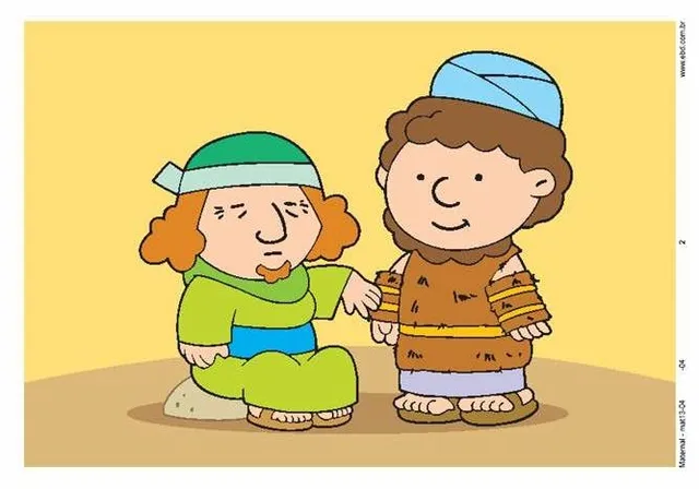 a cartoon of a boy and a girl shaking hands