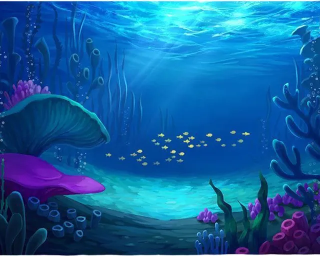 a painting of an underwater scene with fish