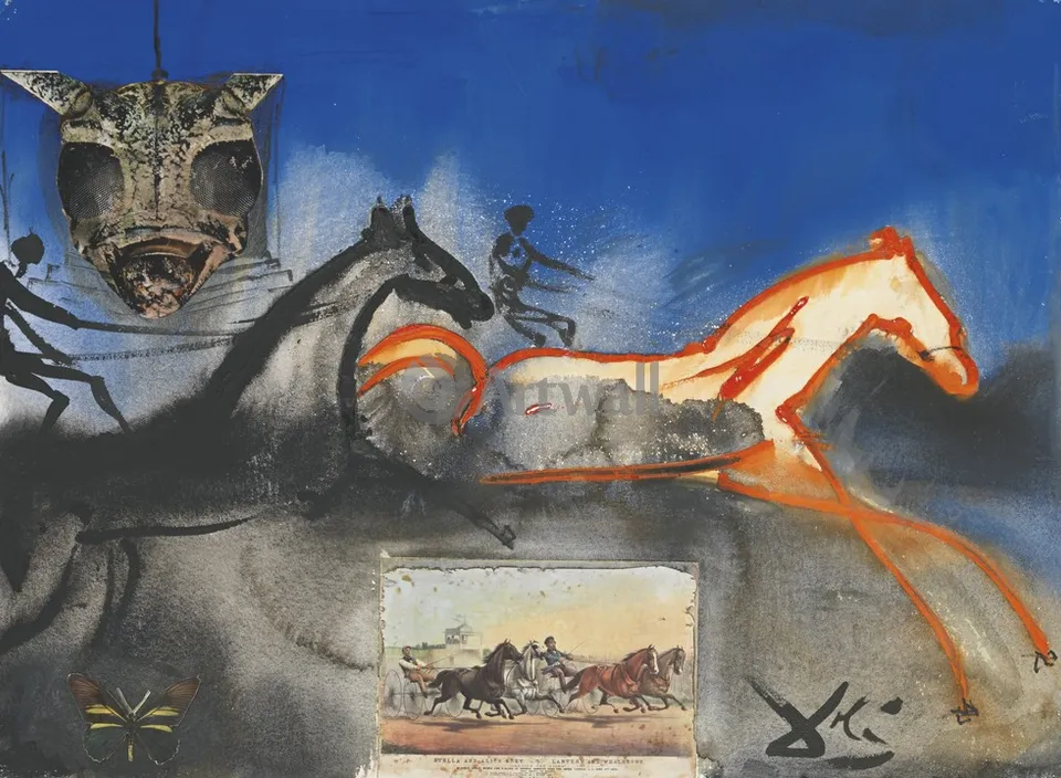 a painting of a horse and a man riding a horse