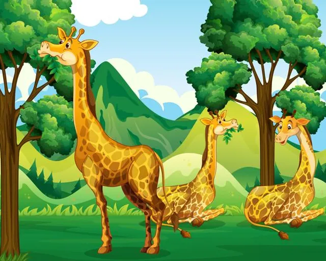 a group of giraffes in the forest