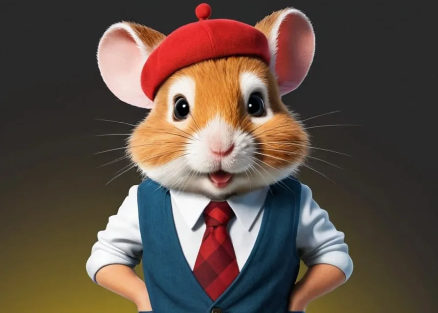 a hamster dressed in a suit and tie, 8k, beautiful