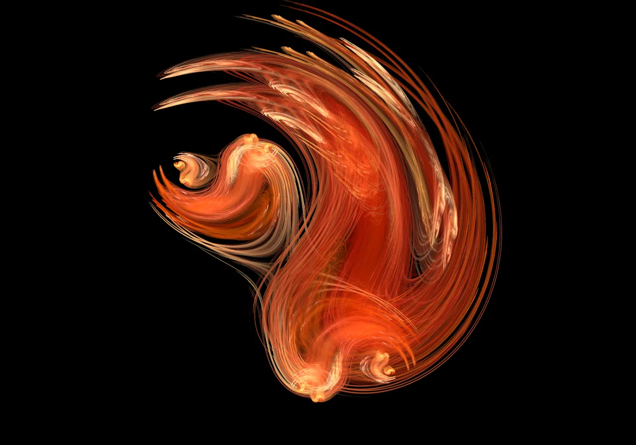 a red and orange swirl on a black background